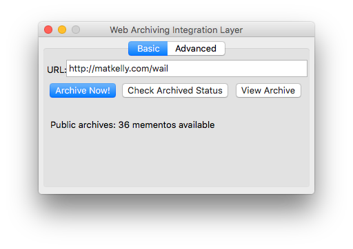 Screenshot depicting the 'basic' interface of WAIL